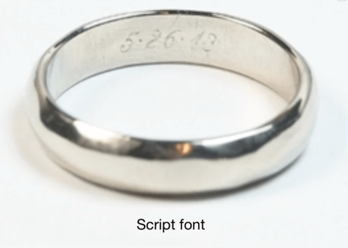 engraved engagement/wedding ring Macha Studio, Brooklyn NYC