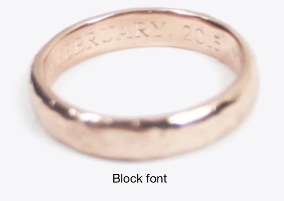 engraved engagement/wedding ring Macha Studio, Brooklyn NYC