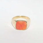 unisex mens signet ring in gold with carnelian made in brooklyn nyc