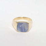 Unisex Sapphire signet ring, wedding bands by Macha Studio, Brooklyn NYC