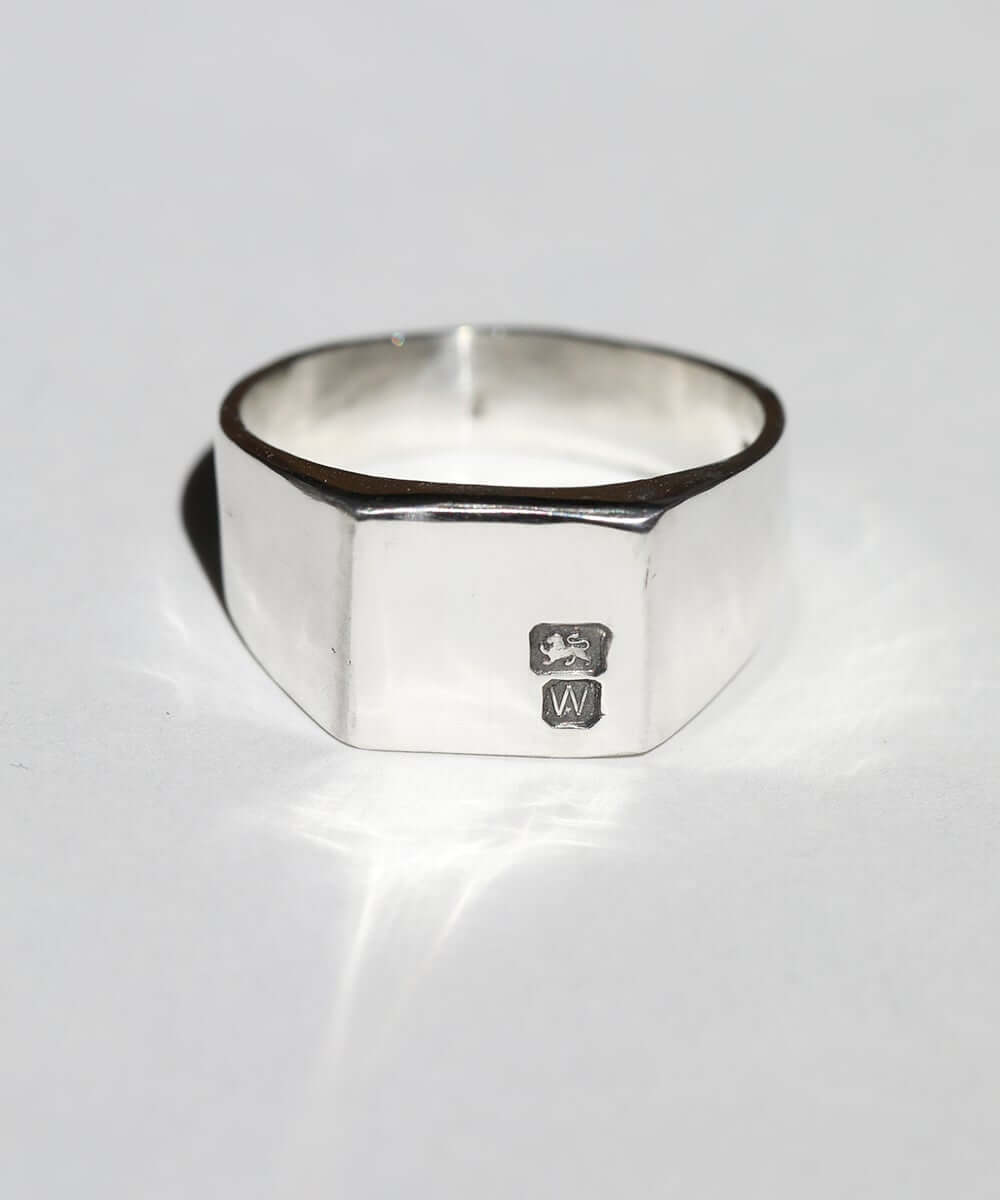 Mens handcrafted square hallmark silver signet ring, wedding band,  jewelry store, macha studio Greenpoint, Brooklyn new york