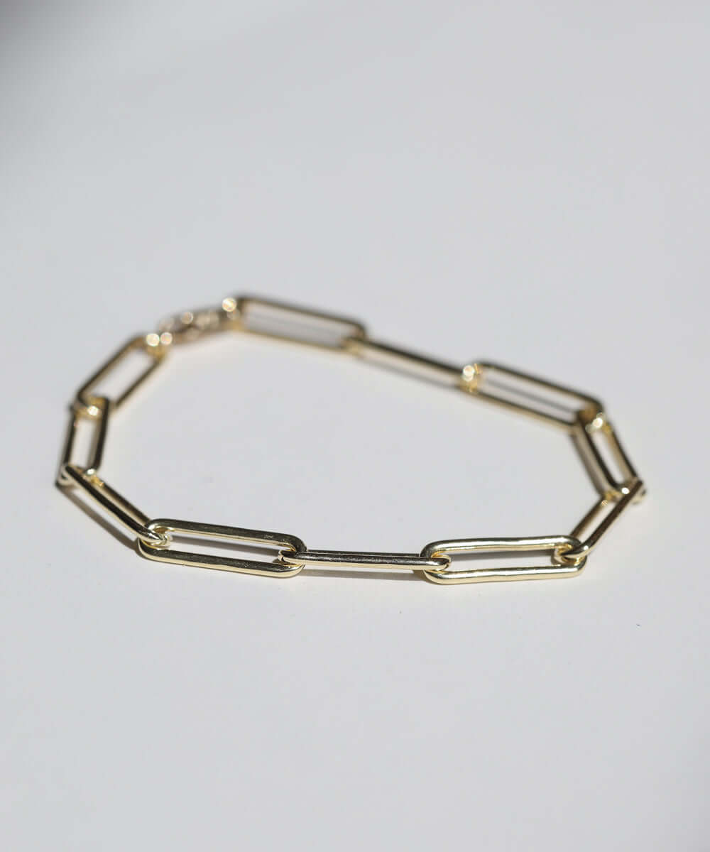 7" 14k yellow gold paper clip chain bracelet