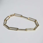 7" 14k yellow gold paper clip chain bracelet