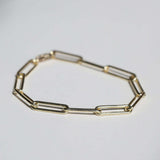 7" 14k yellow gold paper clip chain bracelet