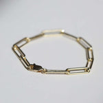 7" 14k yellow gold paper clip chain bracelet