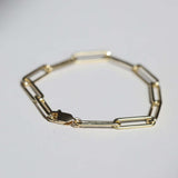 7" 14k yellow gold paper clip chain bracelet