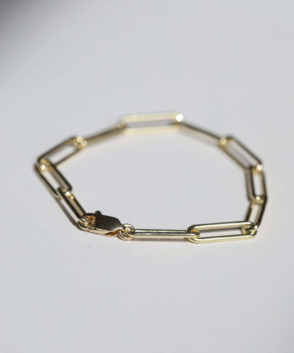 7" 14k yellow gold paper clip chain bracelet