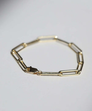 7" 14k yellow gold paper clip chain bracelet