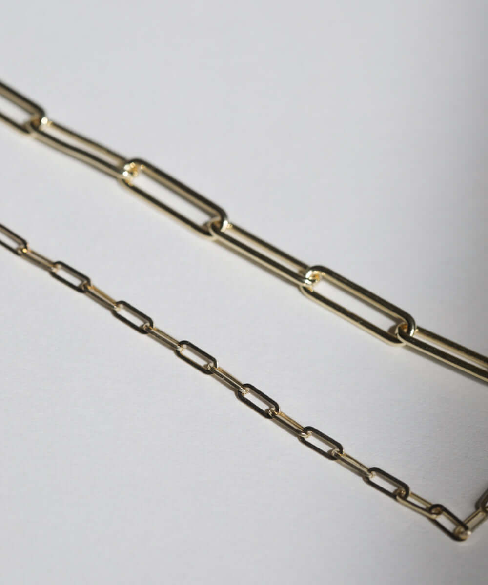 7" 14k yellow gold paper clip chain bracelet