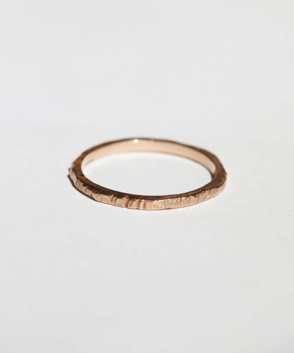 1.5mm ragged texture gold wedding band macha studio brooklyn new york