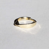 wide 14k gold band with twisted feature and narrow back macha studio brooklyn new york