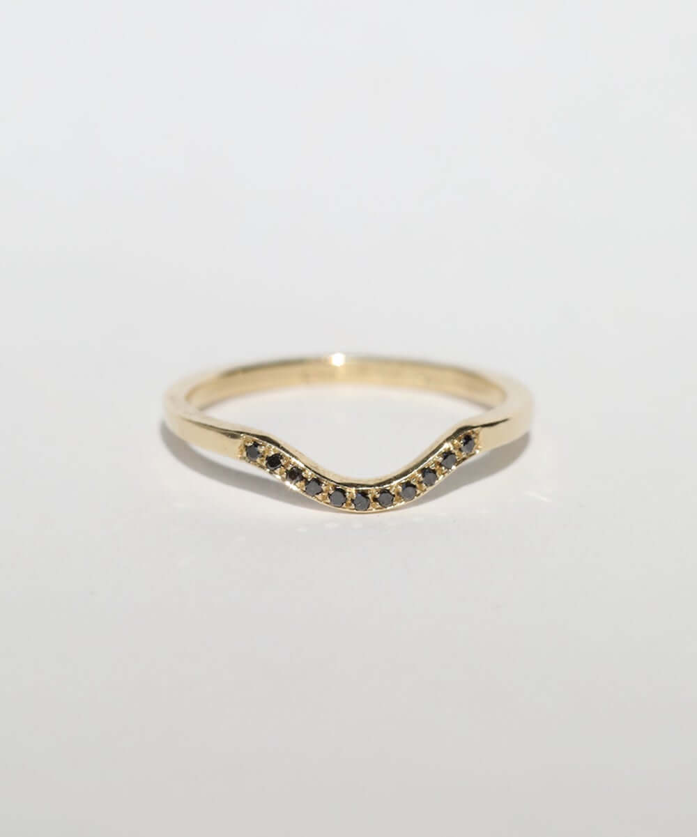 Curved Diamond Engagement/Wedding Band gold, Macha Studio, Brooklyn NYC
