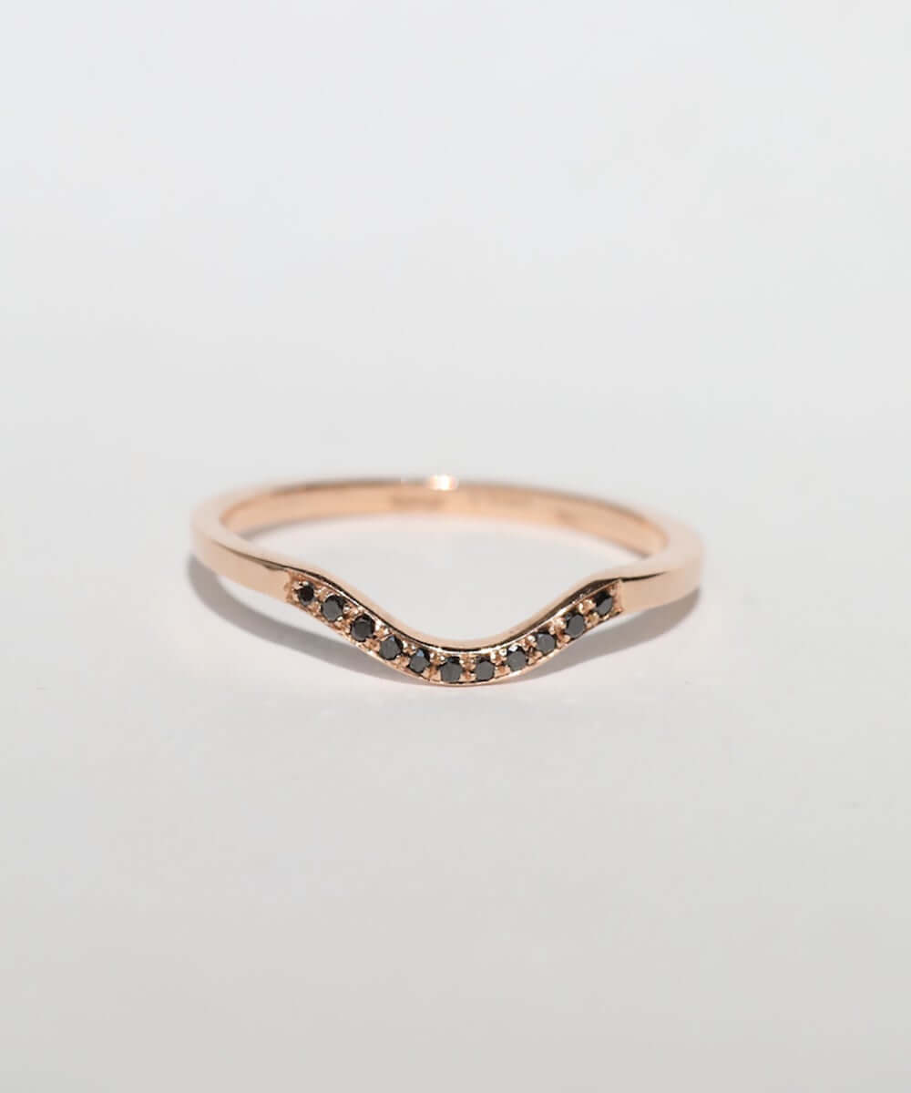 Curved Diamond Engagement/Wedding Band Rose Gold, Macha Studio, Brooklyn NYC
