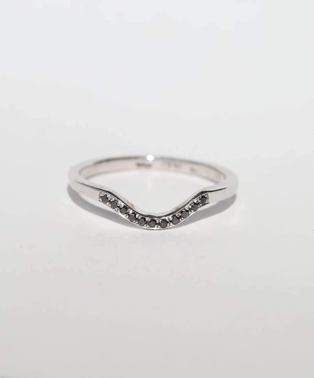 Curved Diamond Engagement/Wedding Band Platinum, Macha Studio, Brooklyn NYC