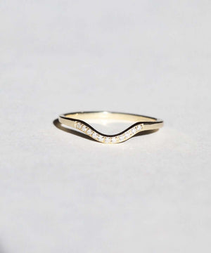 Curved Diamond Engagement/Wedding Band gold, Macha Studio, Brooklyn NYC