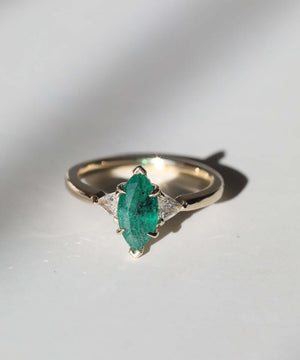 Emerald and Diamond Engagement Ring Macha Studio Brooklyn New York