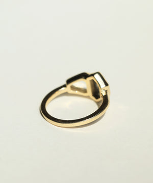 Hexagonal Engagement ring gold salt and pepper diamond jewelry Brooklyn NYC