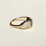 Hexagonal Engagement ring gold salt and pepper diamond jewelry Brooklyn NYC