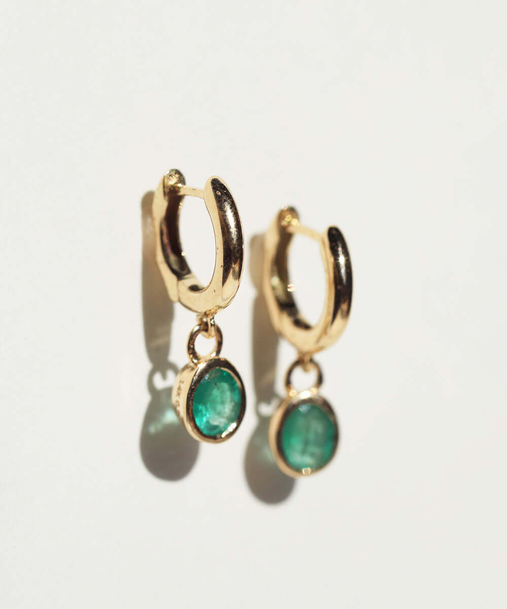 emeralds huggies earrings gold Brooklyn New York