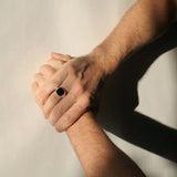 Mens gold onyx signet ring, wedding band,  Macha studio jewelry store, Greenpoint, Brooklyn NYC