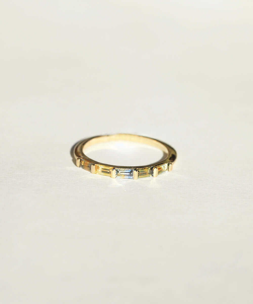 Half Baguette Bi-Color Sapphire Ring