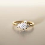 Asymmetrical Baguette Diamond Engagement Ring Macha Studio Brooklyn New York
