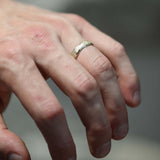 handmade 14k yellow gold band with ragged texture macha studio brooklyn new york