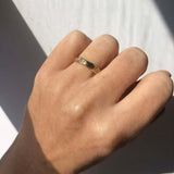 handmade 14k yellow gold band with ragged texture macha studio brooklyn new york