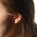 round cut blue sapphires set in 14k gold stud earrings handcrafted macha studio brooklyn new york
