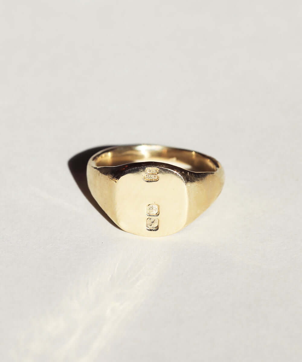 small hallmarked signet ring, unisex, mens gold wedding bands