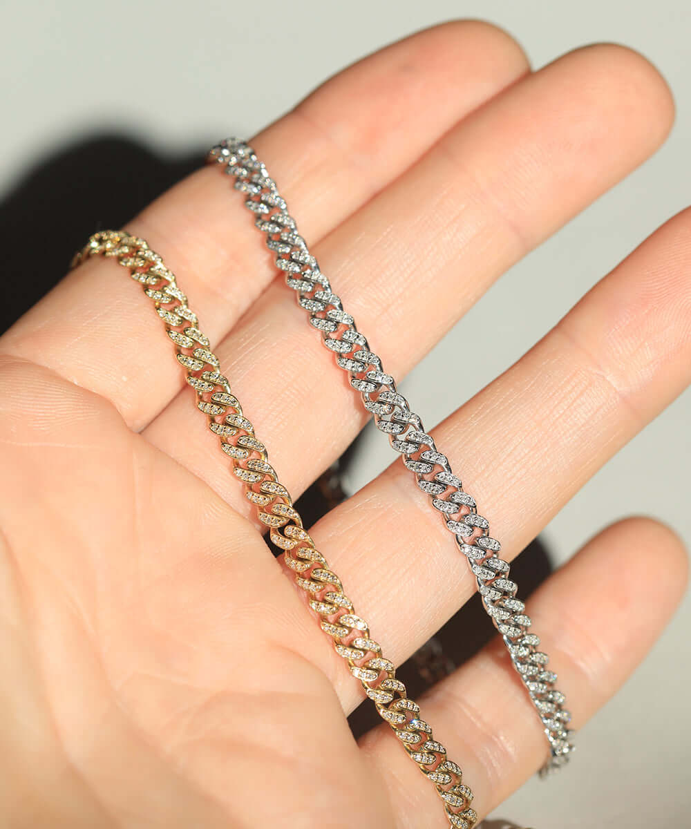 14k gold diamonds curb chain bracelet macha jewelry brooklyn nyc